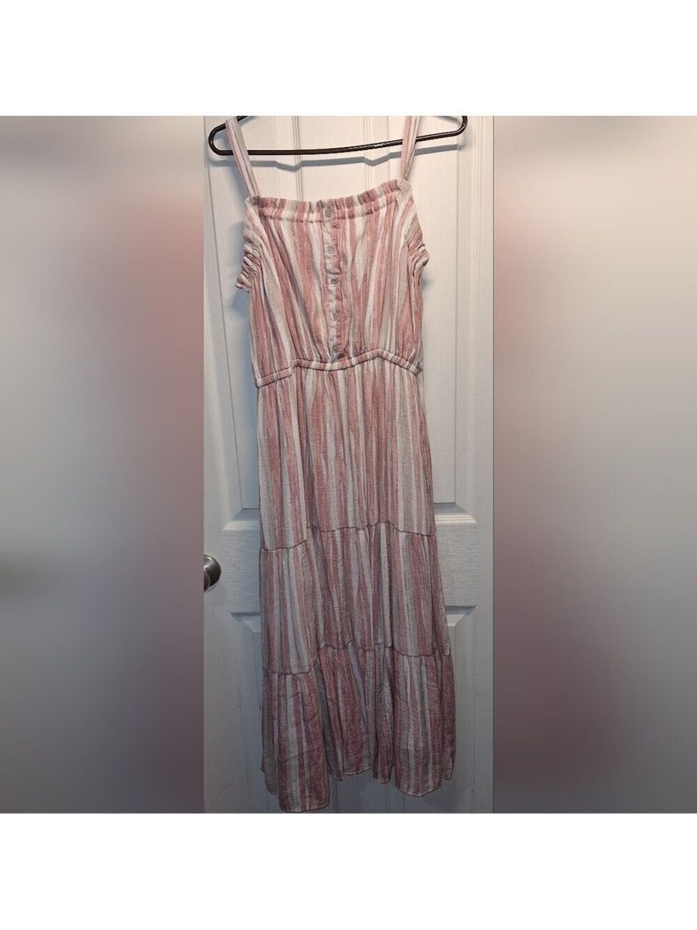 Robert Louis Pink White Tan Stripe Maxi Dress XL